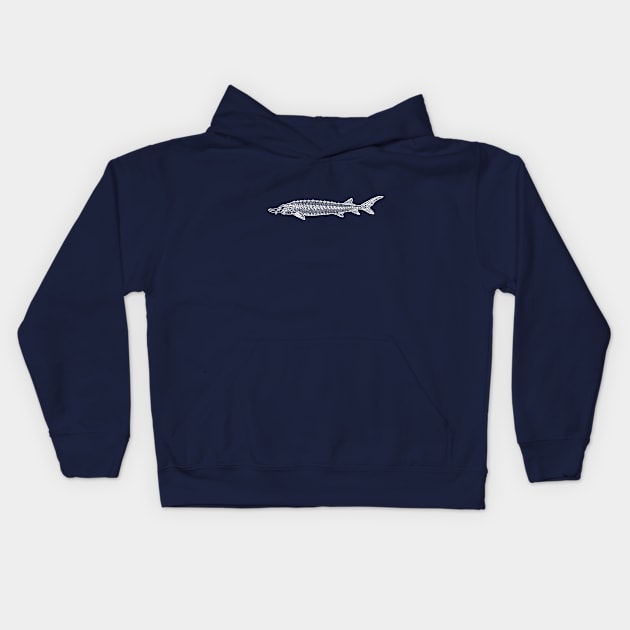 Common Sturgeon fish drawing for animal lovers Kids Hoodie by Green Paladin